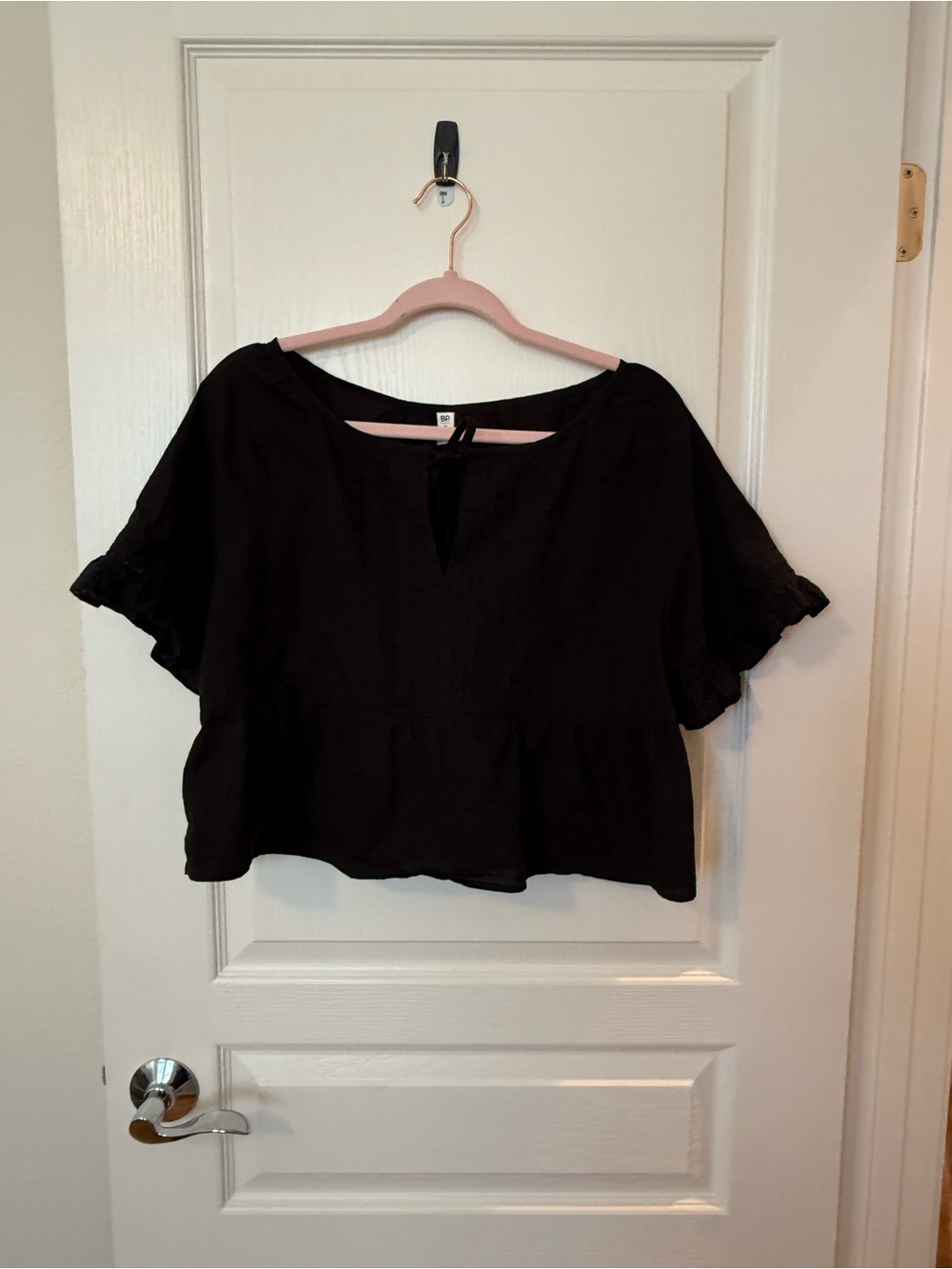 bp Black Short Sleeve Peplum Blouse